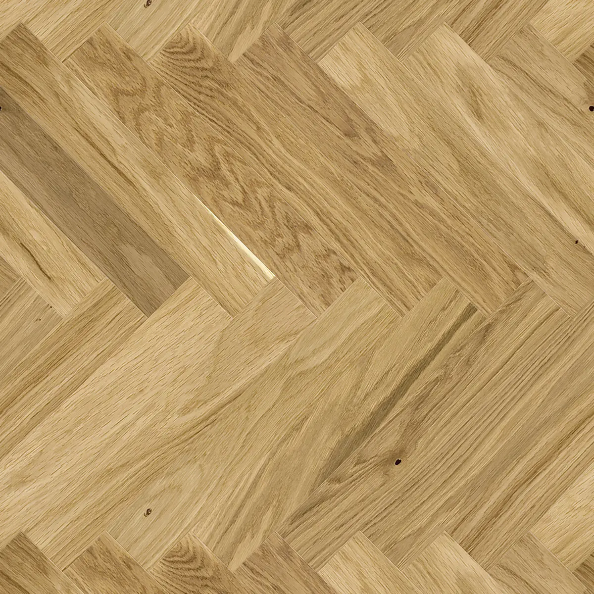 Fiskbensparkett Herringbone 130 Caramel Ek, 1-stav, Mattlack