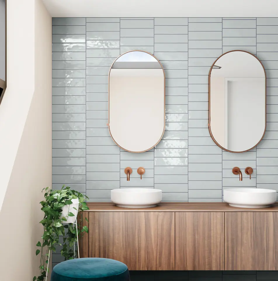 Kakel Cottage Ash Blue Blå, 7.5x30cm, Blank