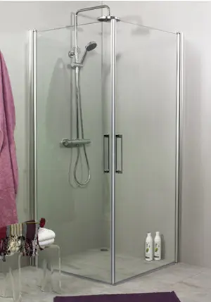 Duschhörna Fix Trend C 99 Aluminium, 90x90x195cm, Klarglas