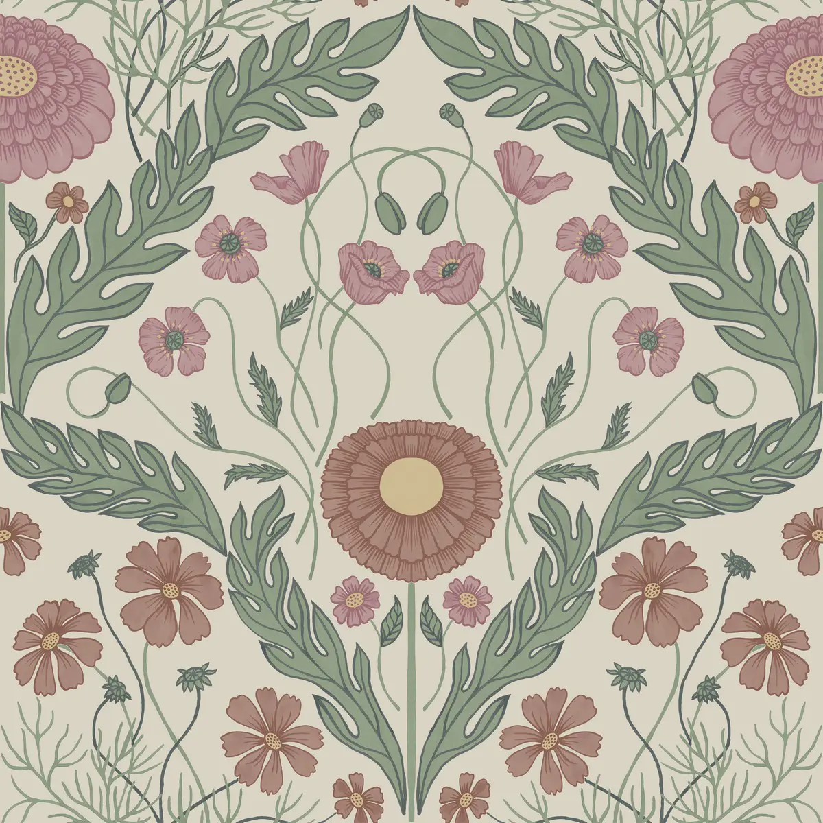 Tapet Blomstermåla Marguerite 51002