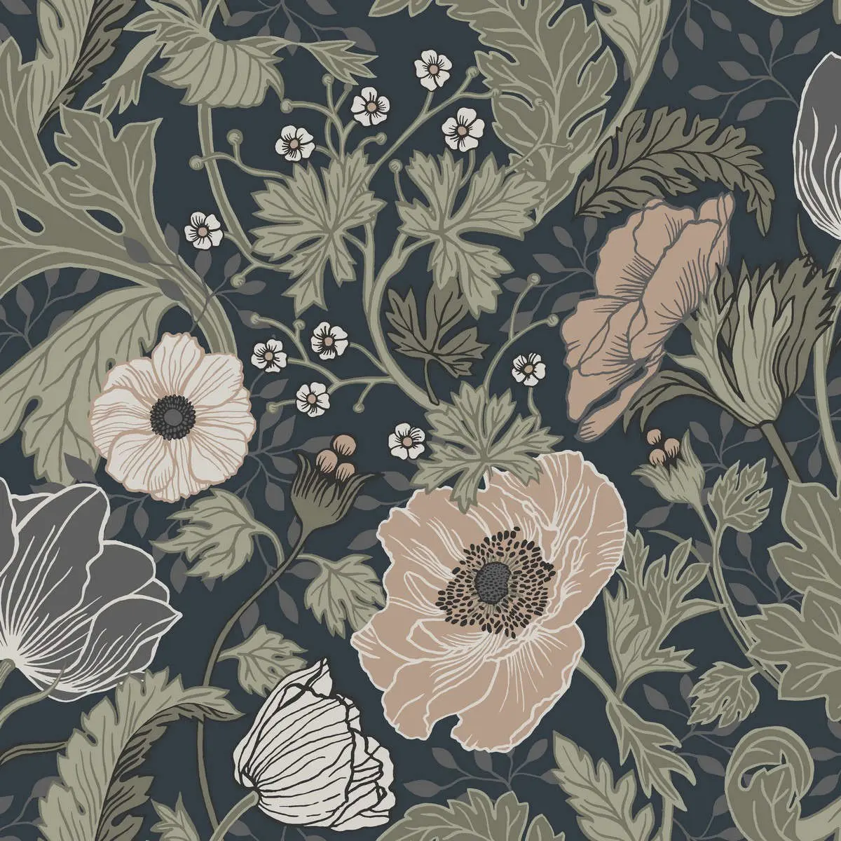 Tapet Grönhaga Anemone 44103