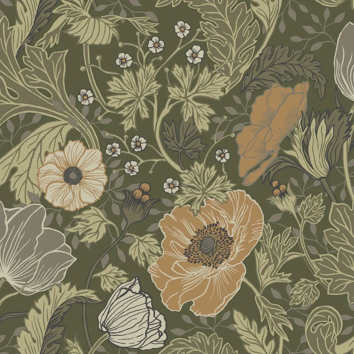 Tapet Grönhaga Anemone 44104