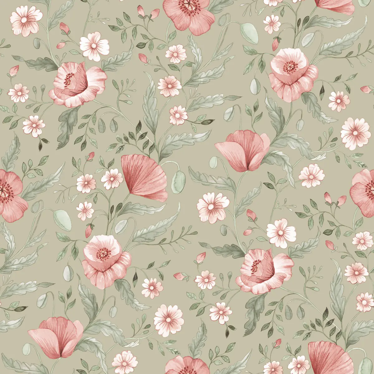 Tapet Rosenlycka Trädgårdsblommor 43119