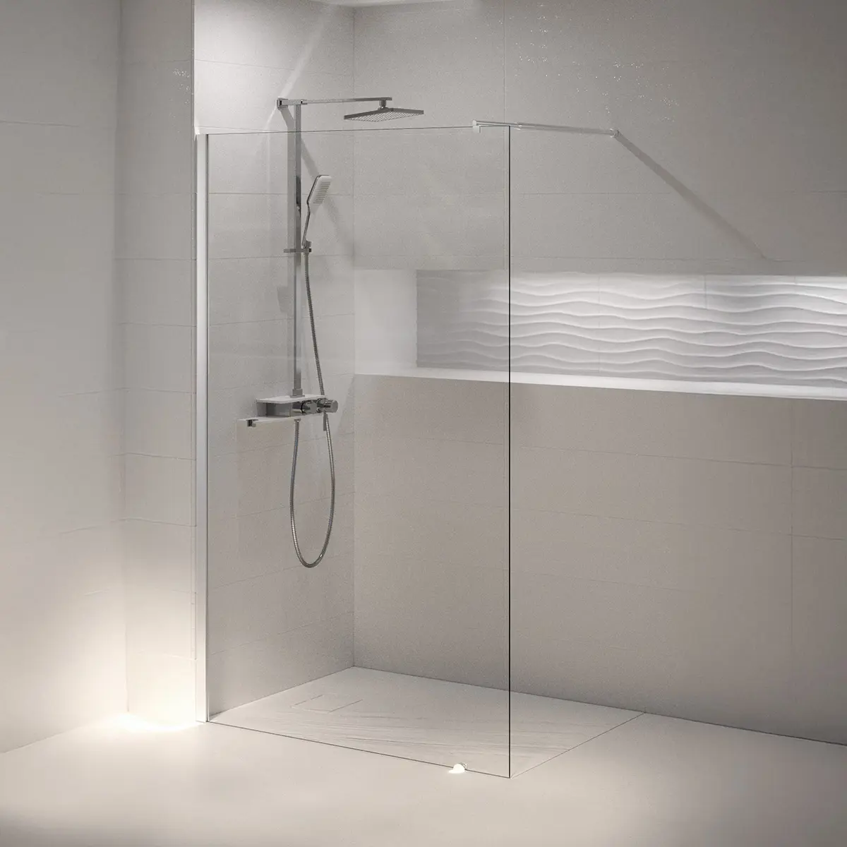 Fast Duschvägg Allibert Krom Klarglas 80x195cmFast Duschvägg Allibert Krom Klarglas 80x195cm