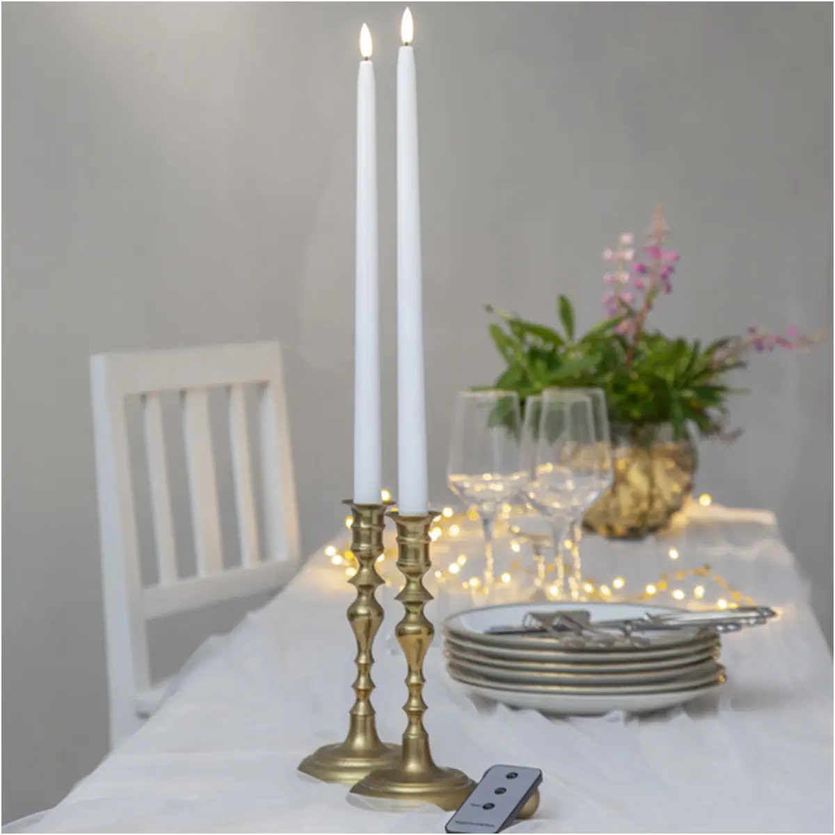 Led Antikljus Flamme Slim Vit, 2st