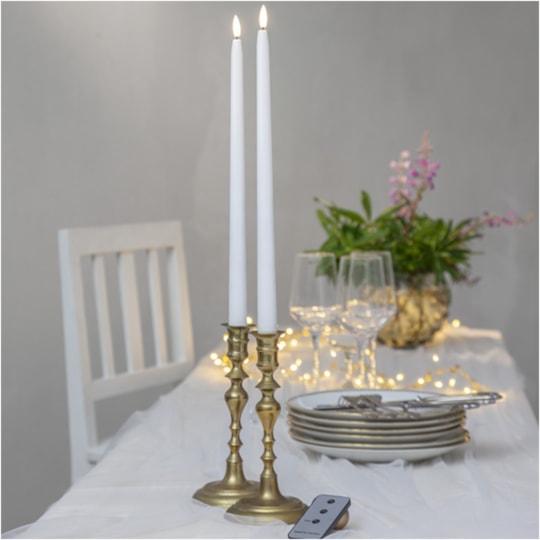 Led Antikljus Flamme Slim Vit, 2st