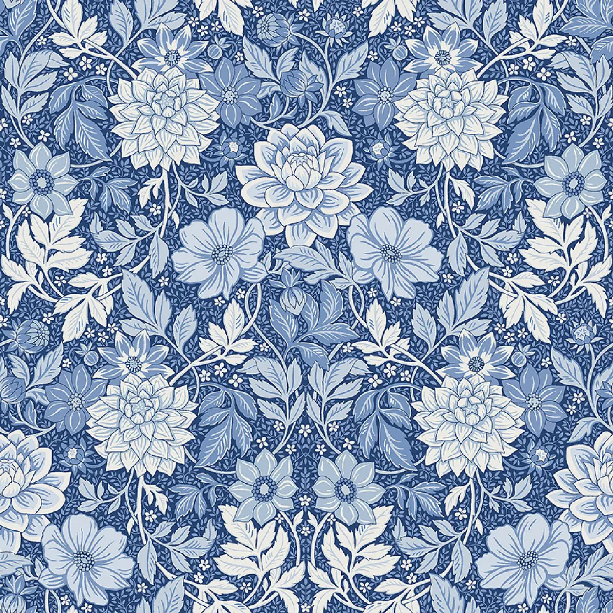 Tapet Blue & White Dahlia Garden 6141