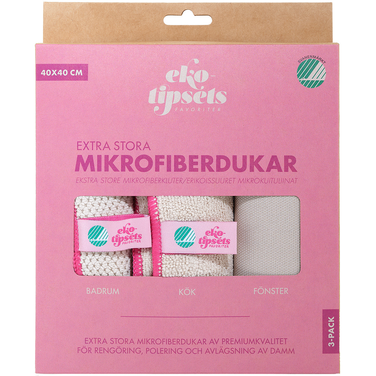 Microfiberduk Extra Stora 40x40cm, 3st