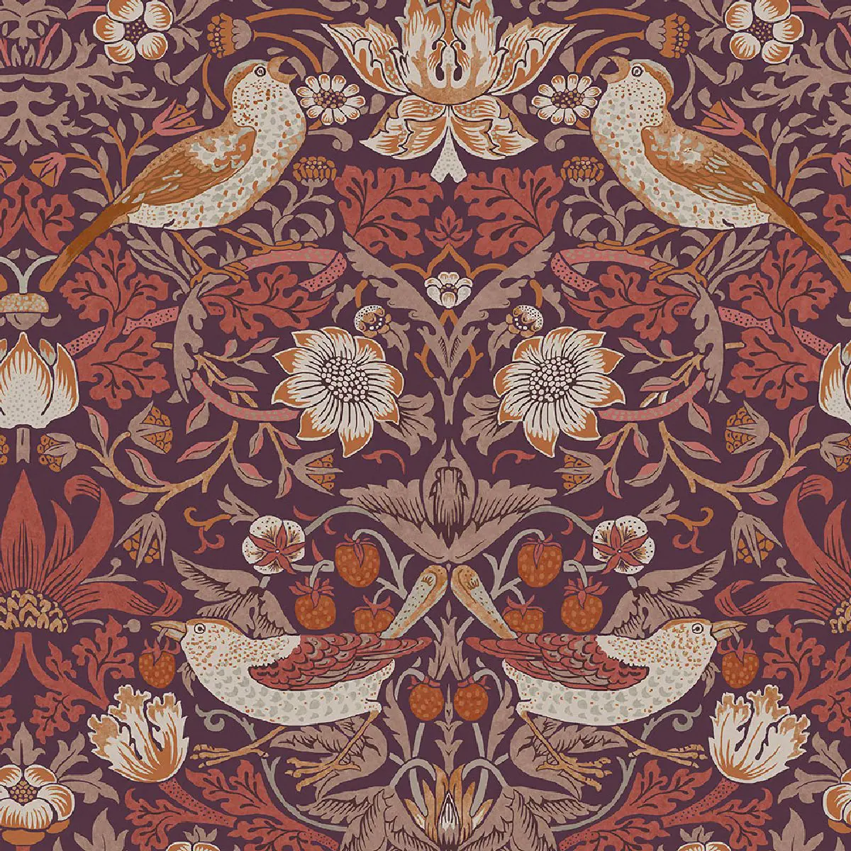 Tapet Laura Ashley Vol. 3 Strawberry Thief Plum 124229