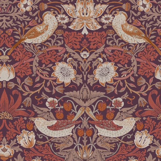 Tapet Laura Ashley Vol. 3 Strawberry Thief Plum 124229