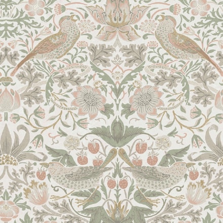 Tapet Laura Ashley Vol. 3 Strawberry Thief Sage & Pink 124233
