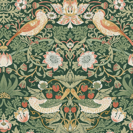 Tapet Laura Ashley Vol. 3 Strawberry Thief Rich Green 124234