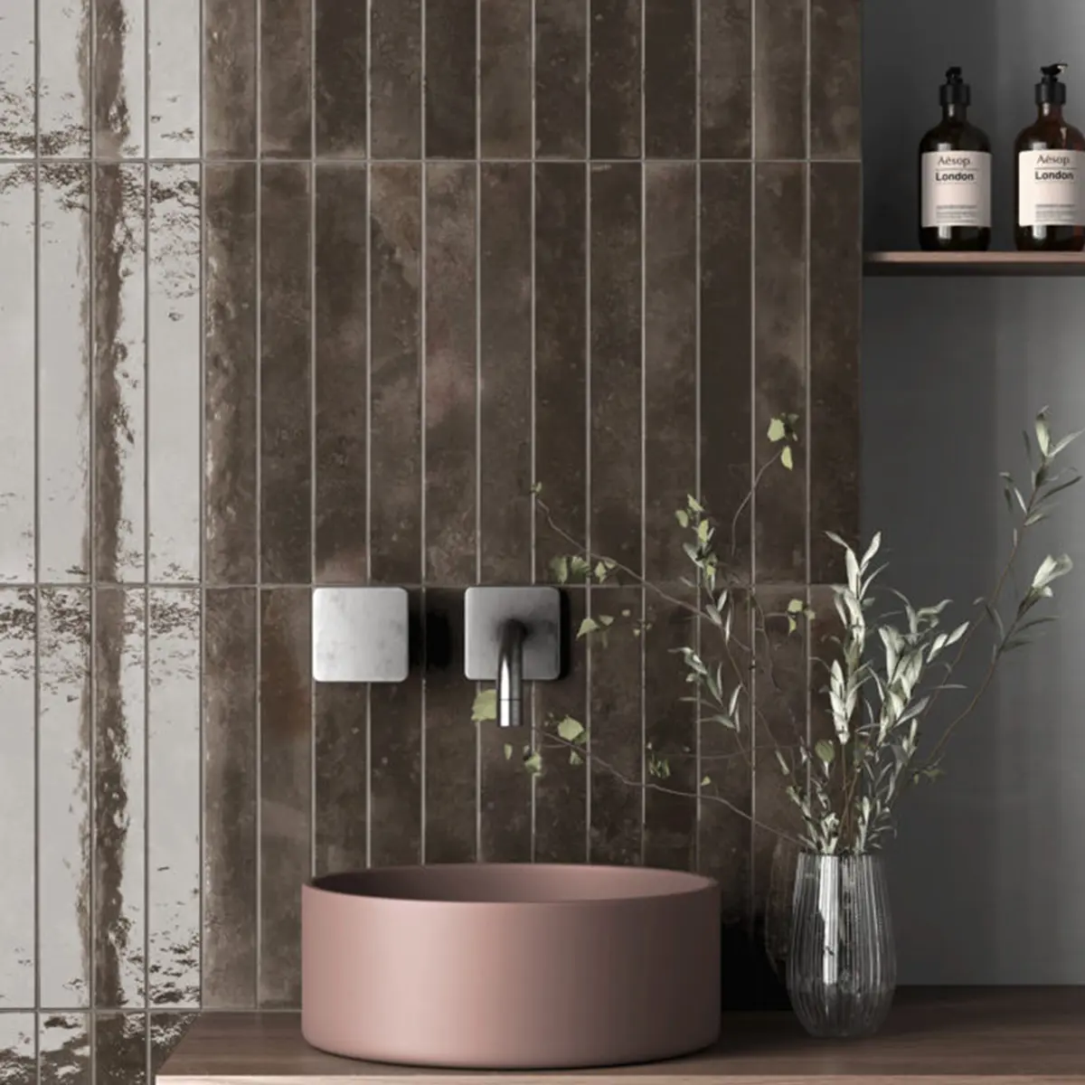 Kakel Bali Black Hat Svart, 5x40cm, Blank