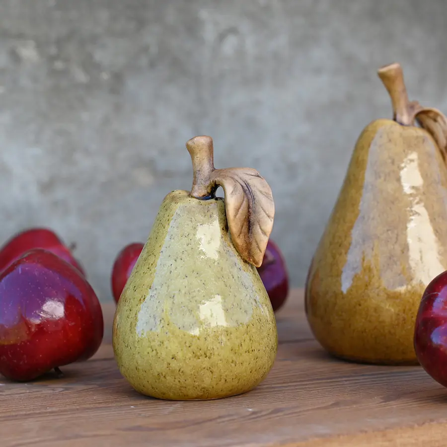 Dekoration Pear Ocra Grön, 13.5cm