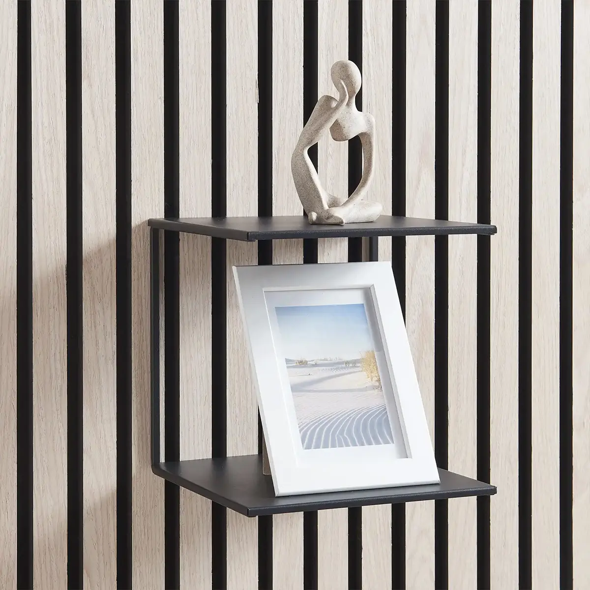 Hylla Dubbel Till Akustikpanel 150x215mm, Matt Svart