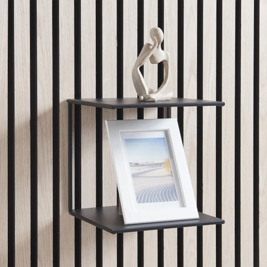 Hylla Dubbel Till Akustikpanel 150x215mm, Matt Svart