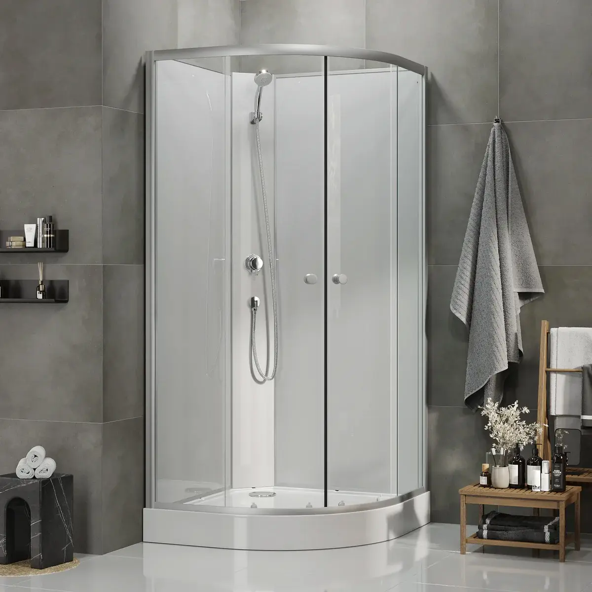 Duschkabin Austin Satin Matt, 90x90x195cm, Klarglas