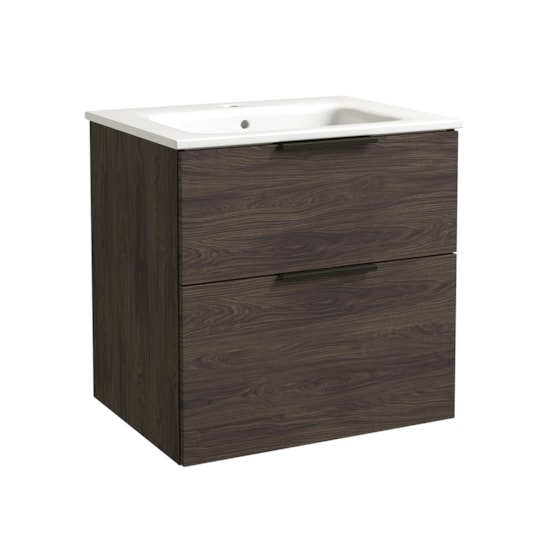 Badrumsmöbel Grand 60cm, Matt, Brun Ek, Slät