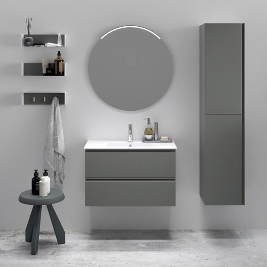 Badrumsmöbel Cosmos 80cm, Matt, Grå, Slät