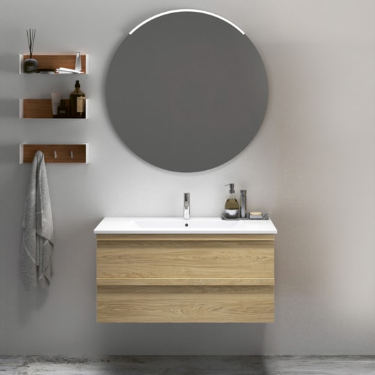 Badrumsmöbel Pure 100cm, Matt, Ljus Ek, Slät