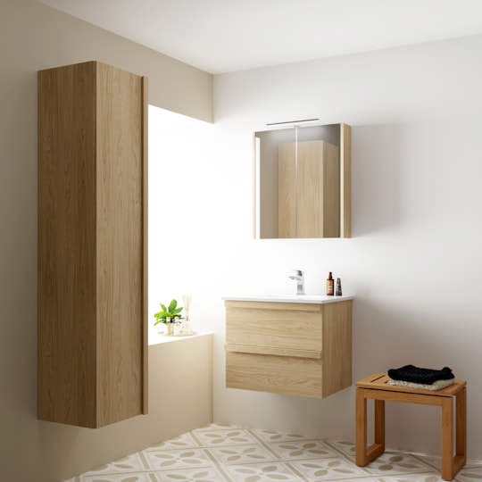 Badrumsmöbel Pure 60cm, Matt, Ljus Ek, Slät