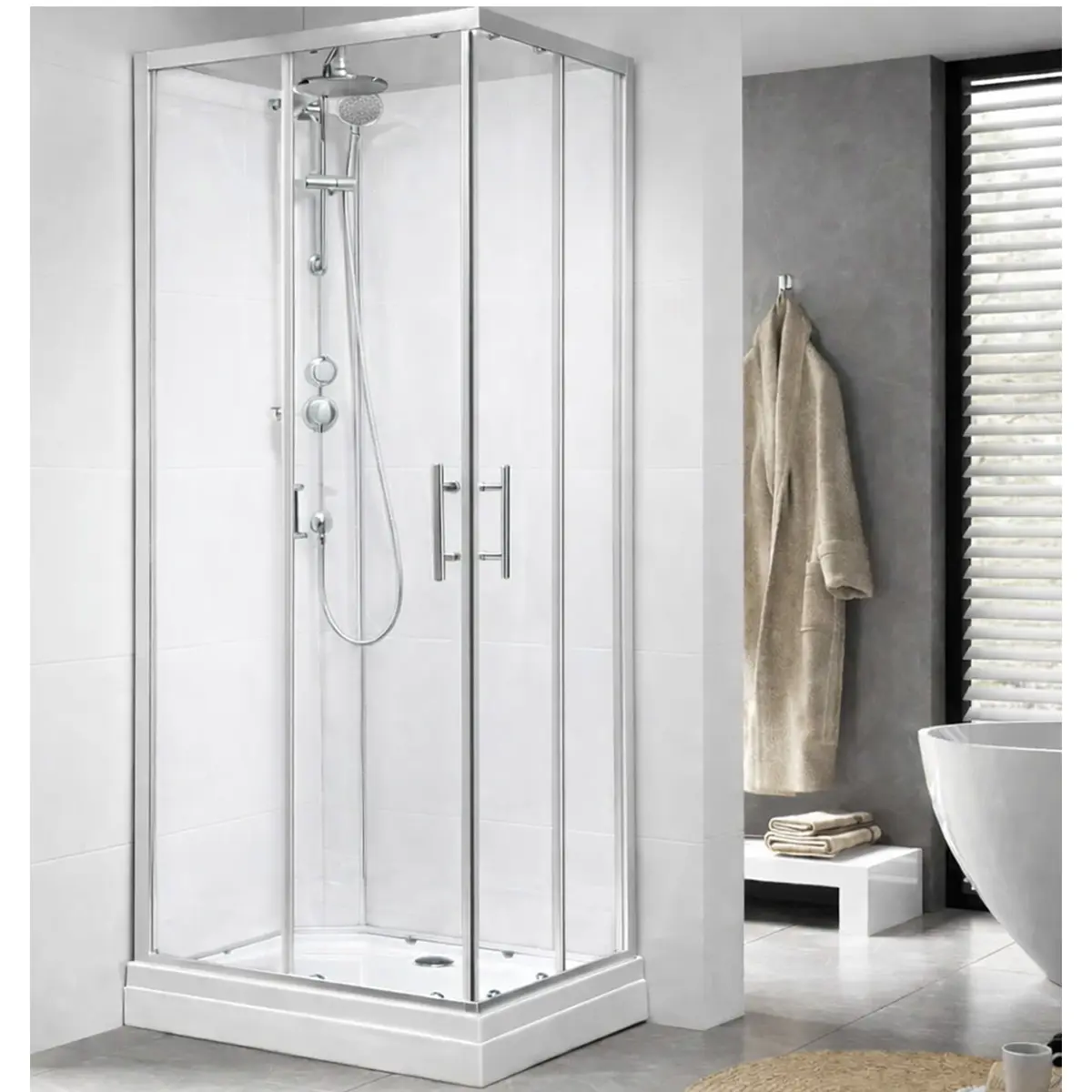 Duschkabin Gårdsjö Vit, 80x80x215cm, Klarglas