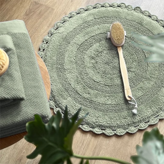 Badrumsmatta Rimini Rund Grön, 70cm