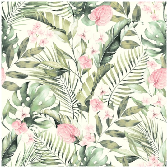 Tapet Fantasia III Tropical Floral Pink & Green 924906