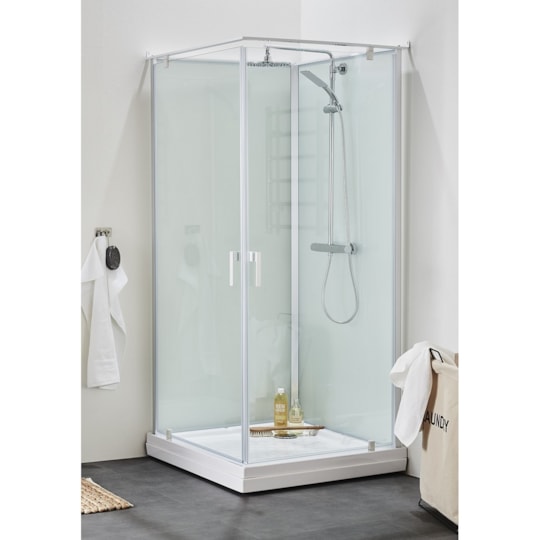 Duschkabin Breeze Deluxe Square Silver, 90x90x198cm, Klarglas