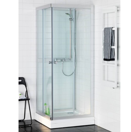 Duschkabin Polaris Sq Silver, 90x90x200cm, Klarglas