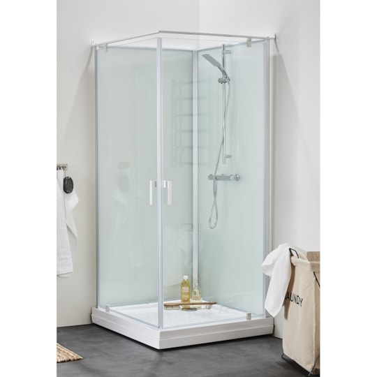 Duschkabin Breeze Square Silver, 90x90x198cm, Klarglas
