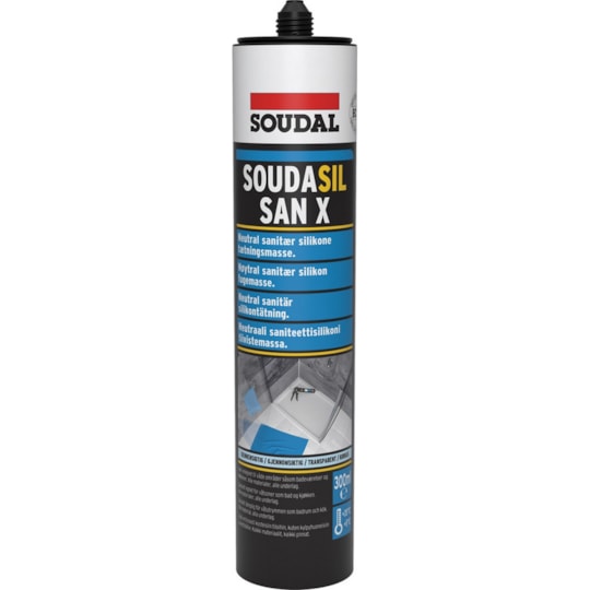 Silikonfogmassa Soudasil Sanx Transparent, 300ml