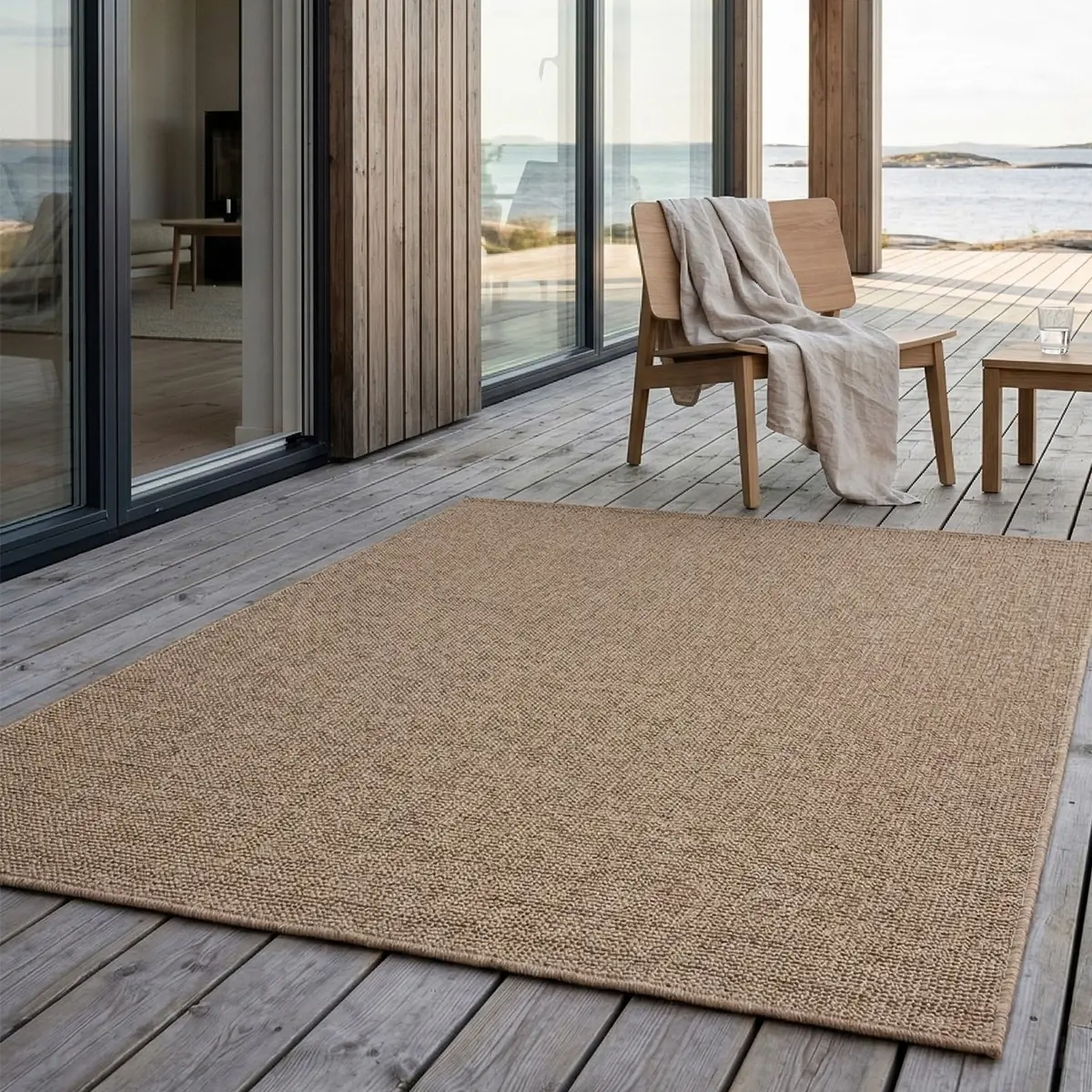 Vävd Matta Inne & Ute Capri Plain Beige