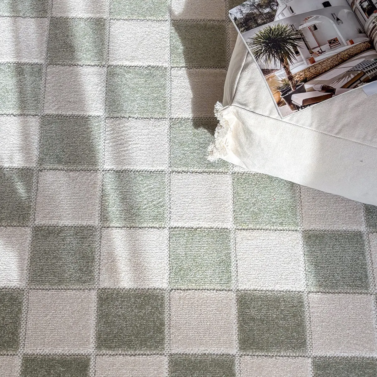 Vävd Matta Inne & Ute Hawaii Chess Grön