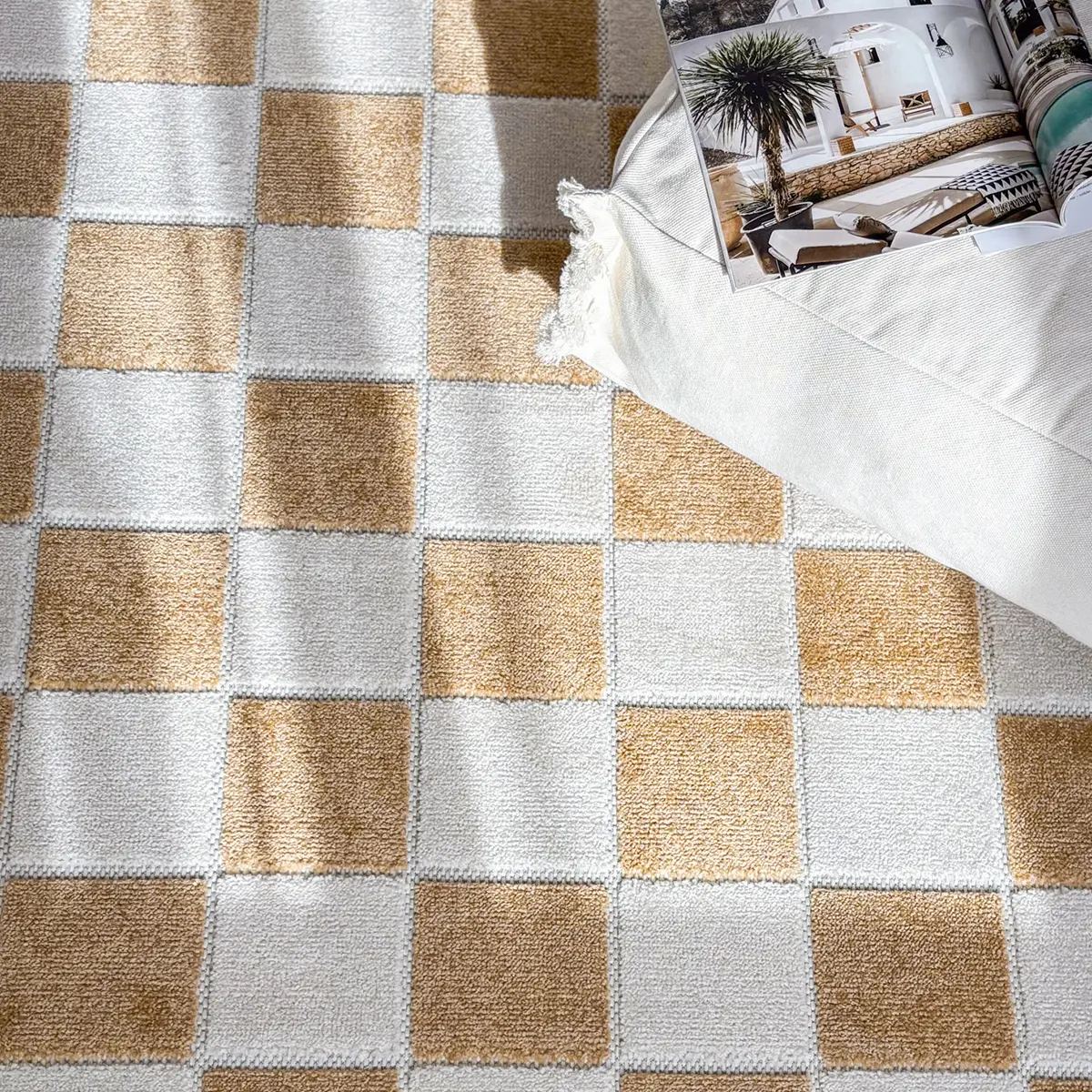 Vävd Matta Inne & Ute Havaii Chess Gul