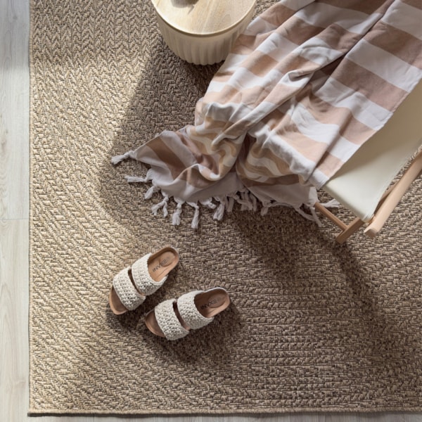 Vävd Matta Natural Inne & Ute Circle Beige