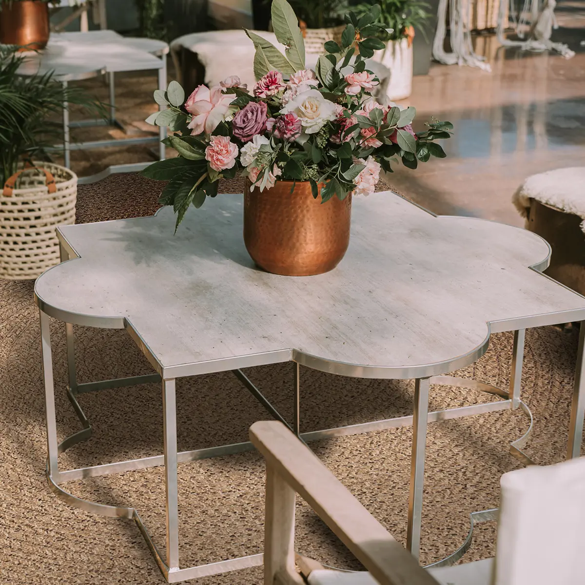 Vävd Matta Natural Inne & Ute Circle Rund Beige