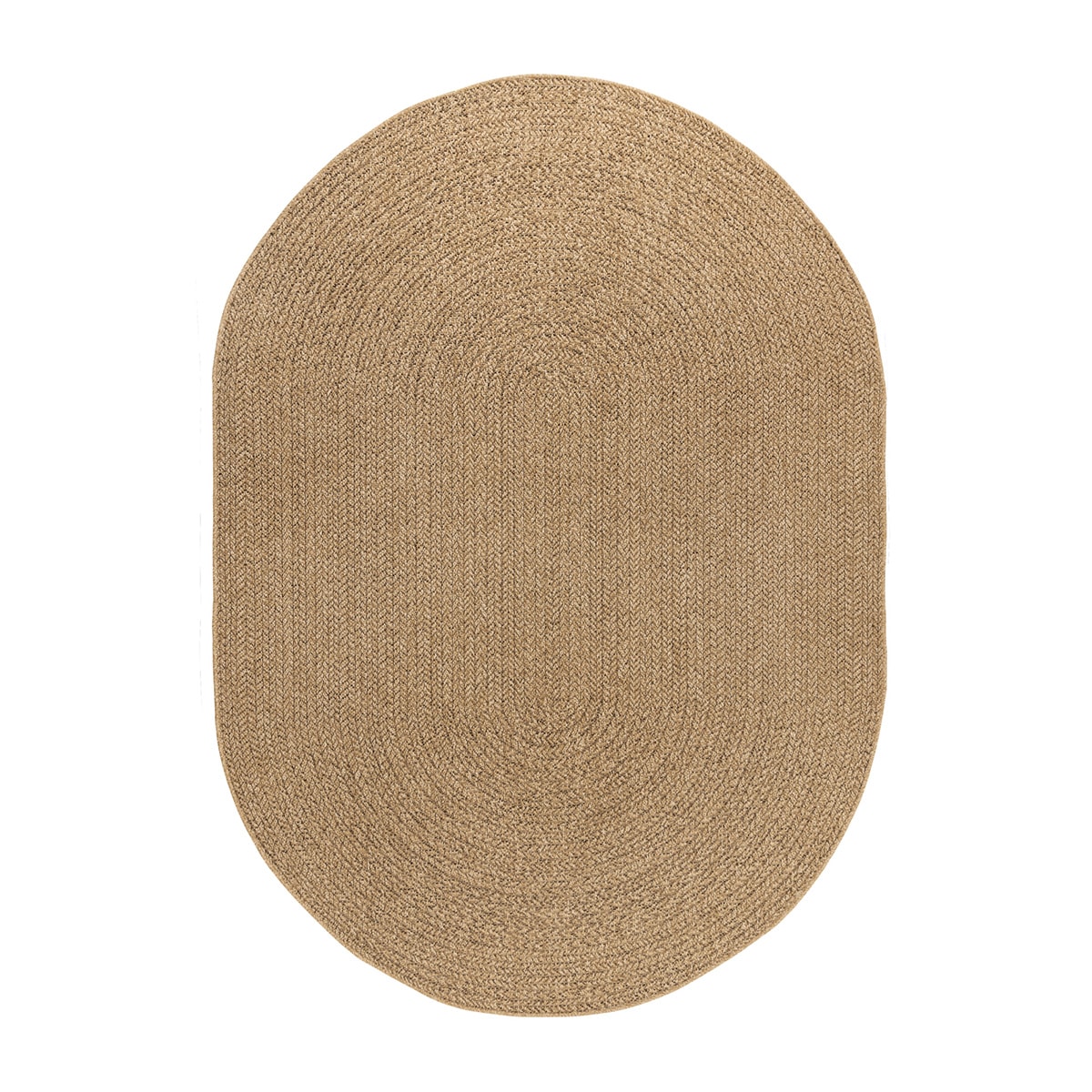 Vävd Matta Natural Inne & Ute Frame Oval Beige