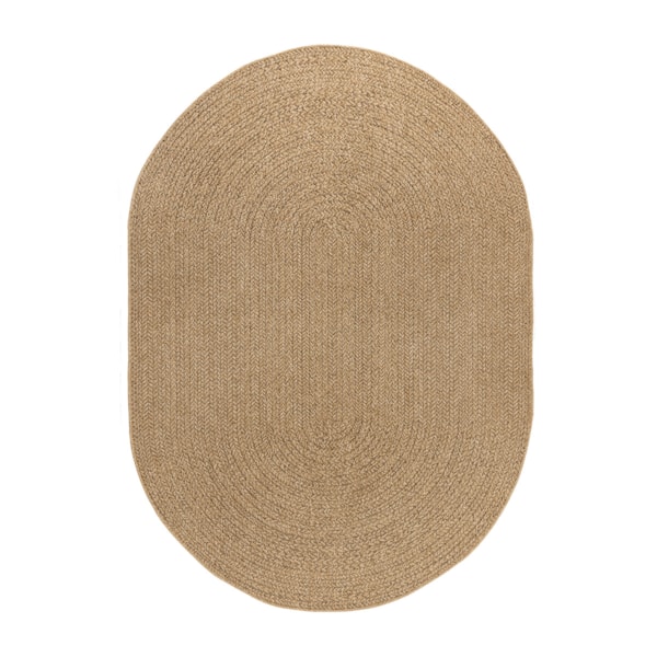 Vävd Matta Natural Inne & Ute Frame Oval Beige