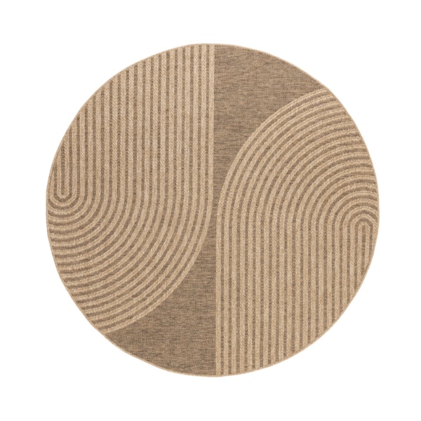 Vävd Matta Natural Inne & Ute Shape Rund Beige