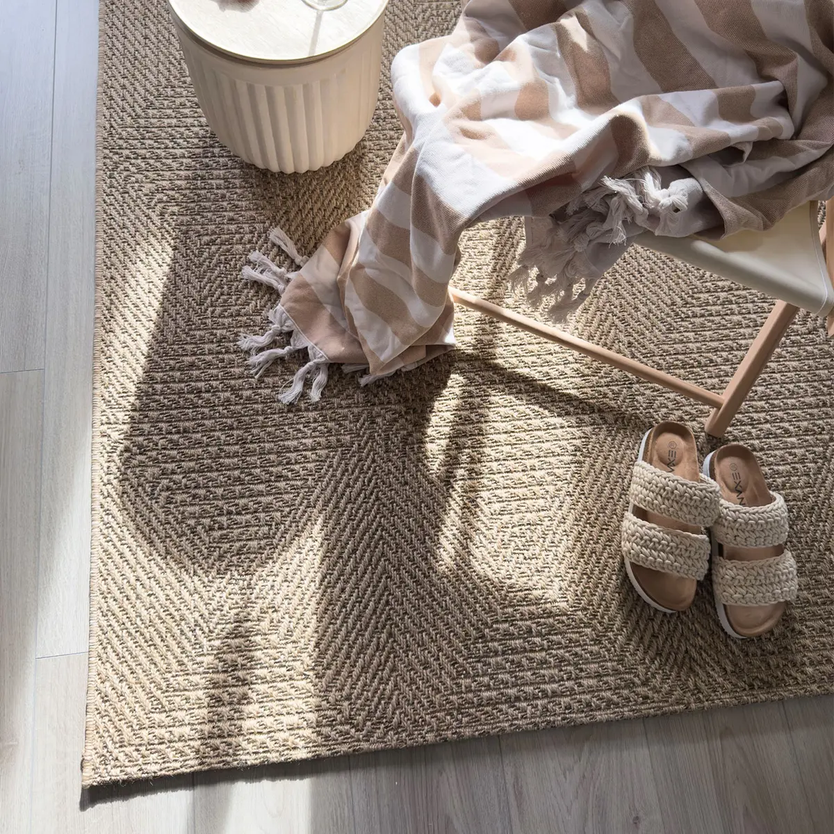 Vävd Matta Inne & Ute Natural Square Beige