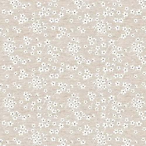 Linnevaxduk Miliflores 140cm metervara blommig beige