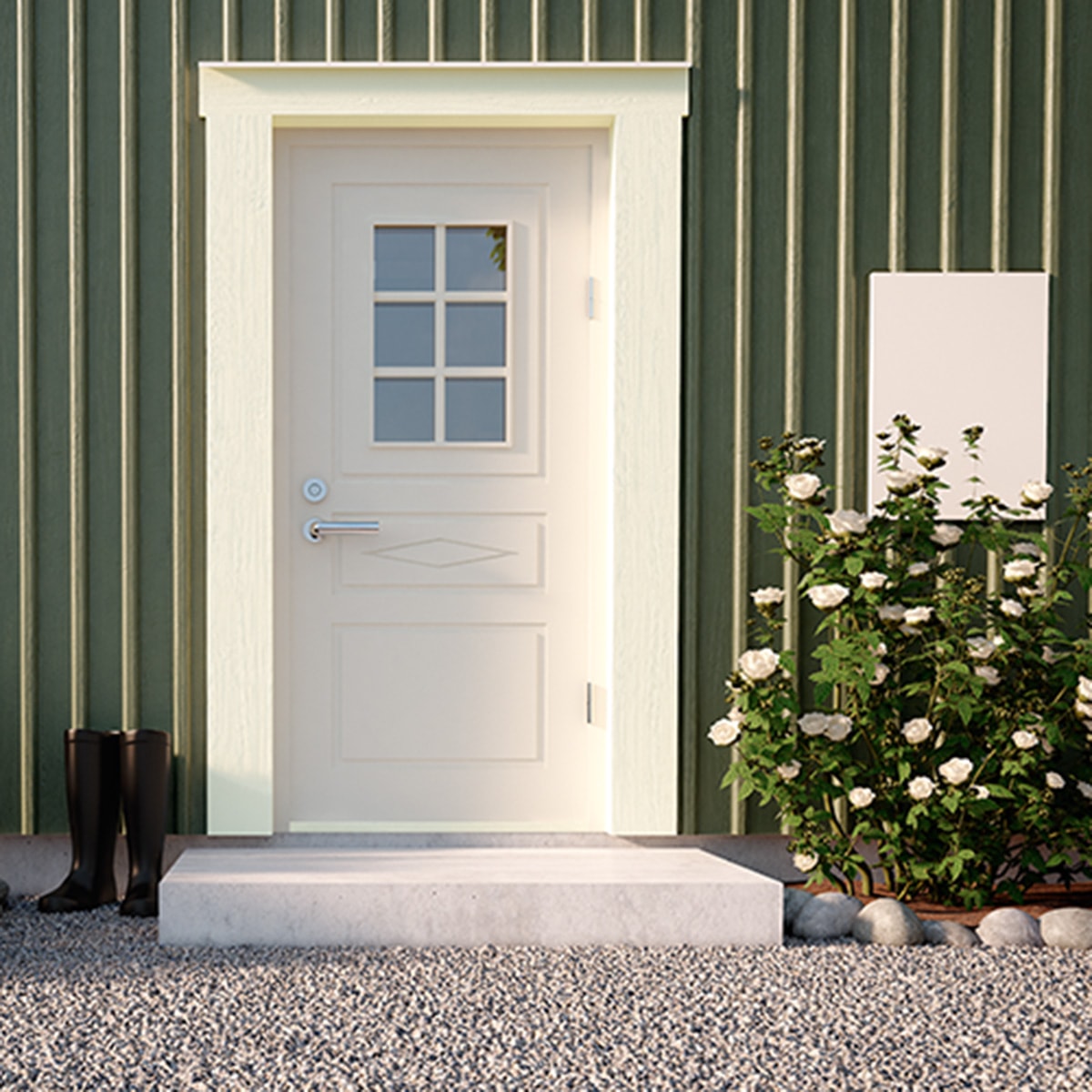 Hus målat i moss green från nordsjö