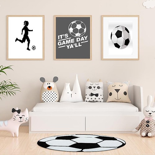 Fotbollsmatta i barnrum