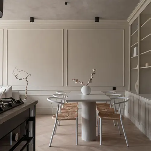 Fiskbensparkett Boden Vit