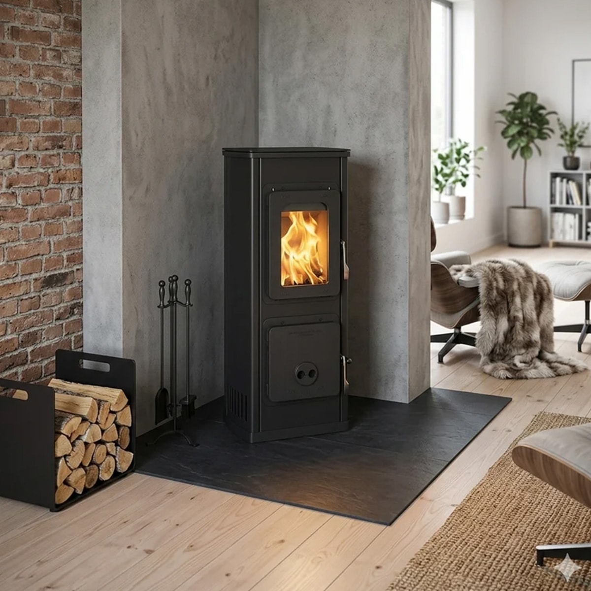 Kamin i stilren design