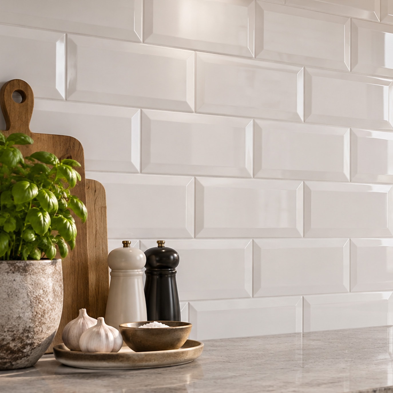 Kakel Blanco Biselado Brillo Vit 10x20cm Blank – vitt fasat kakel i kök