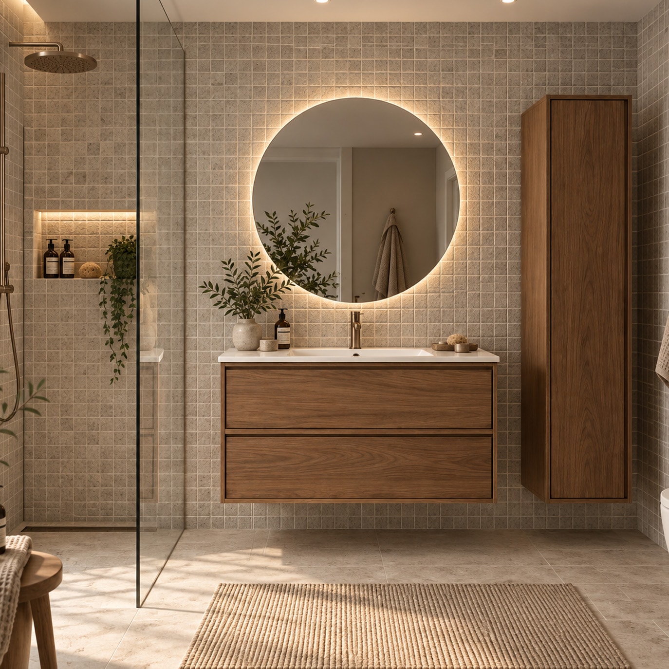 Badrumsserien Villa från RB Bathroom i badrum med små keramiska plattor