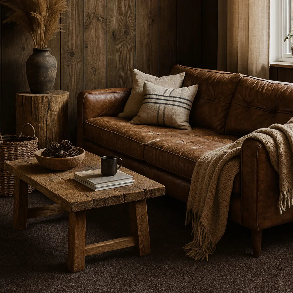 Heltäckningsmatta Enso LEather mörkbrun