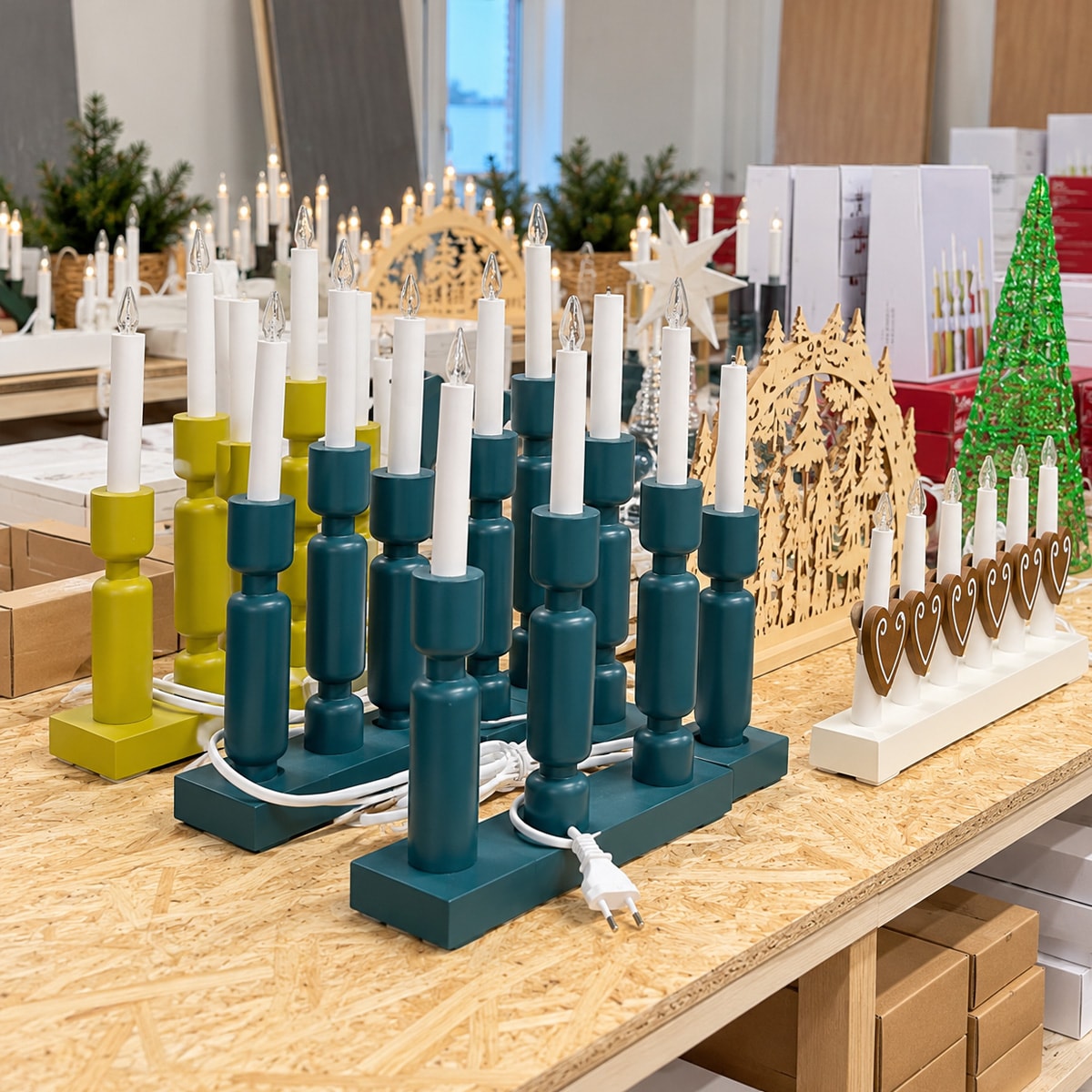 Gröna adventsljusstakar